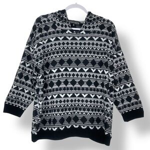▪️ 3X Juniors Sweater Hoodie White Black Tribal Triangle Lace Casual Top